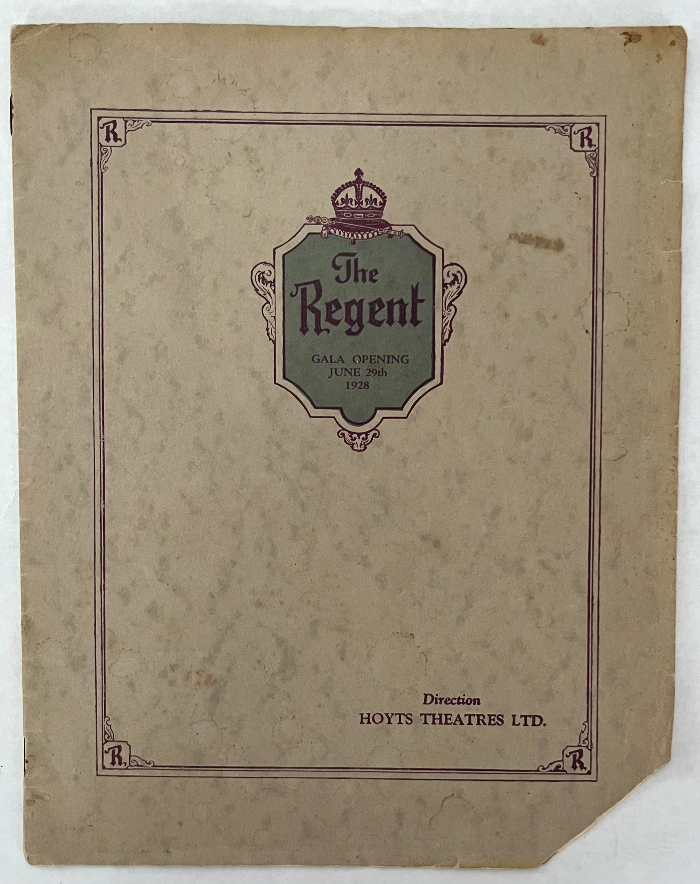 The Regent - Gala Opening June 29th 1928
