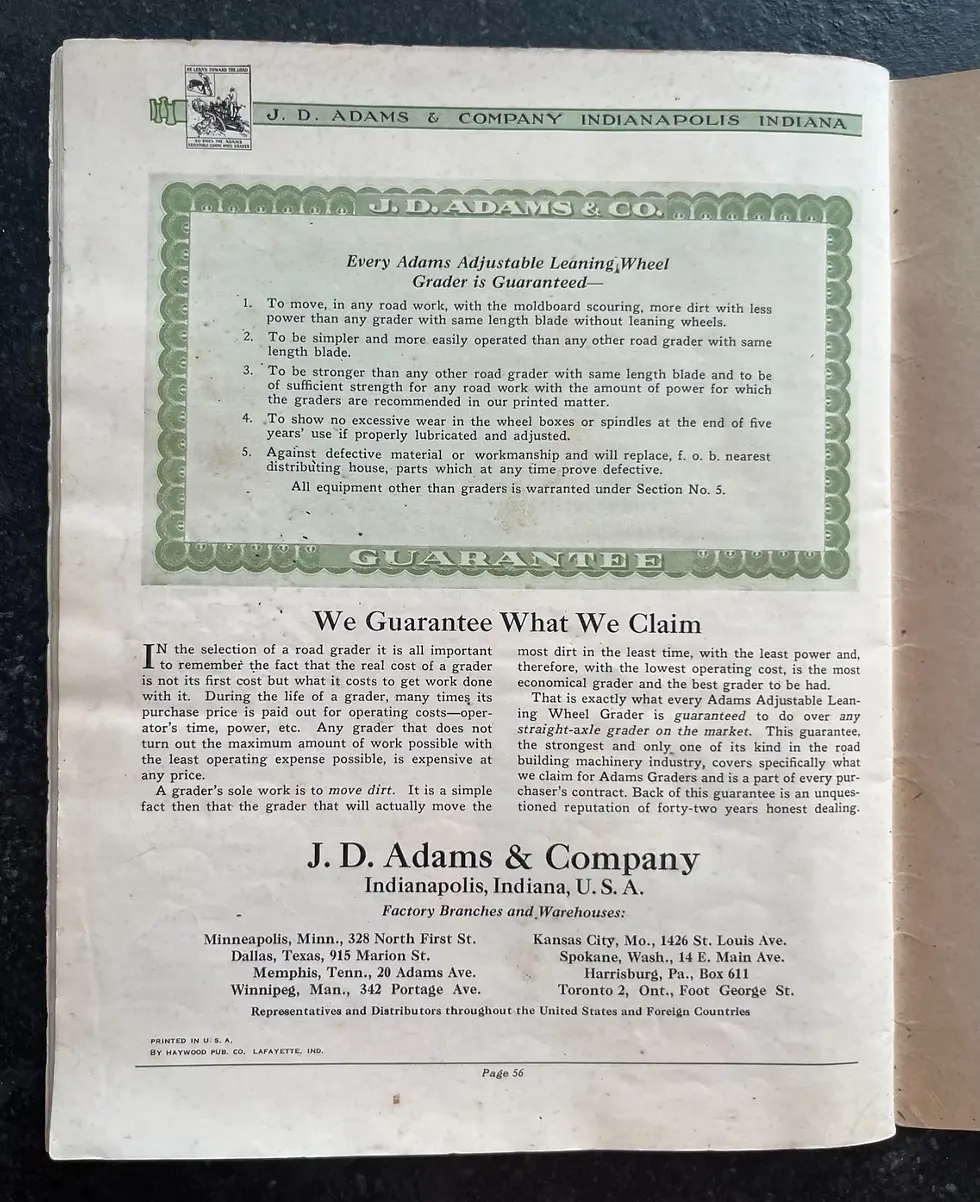 Thumbnail: c.1927 Adams Adjustable Leaning Wheel Road Graders Machinery Catalog No.27