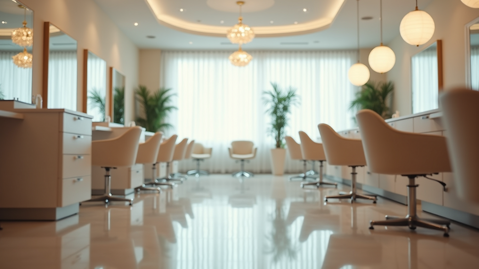 Eye-level view of a spotless nail salon interior