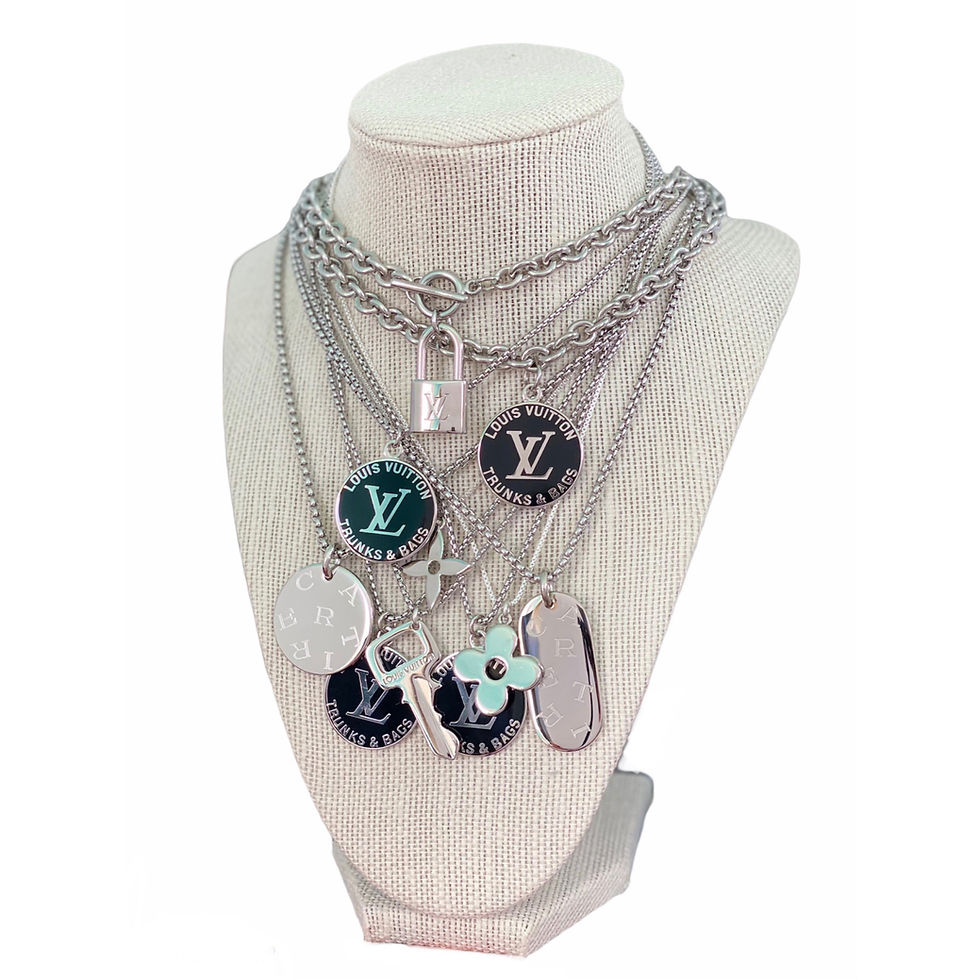 Thumbnail: Repurposed Louis Vuitton Medium Silver Flower Charm Necklace