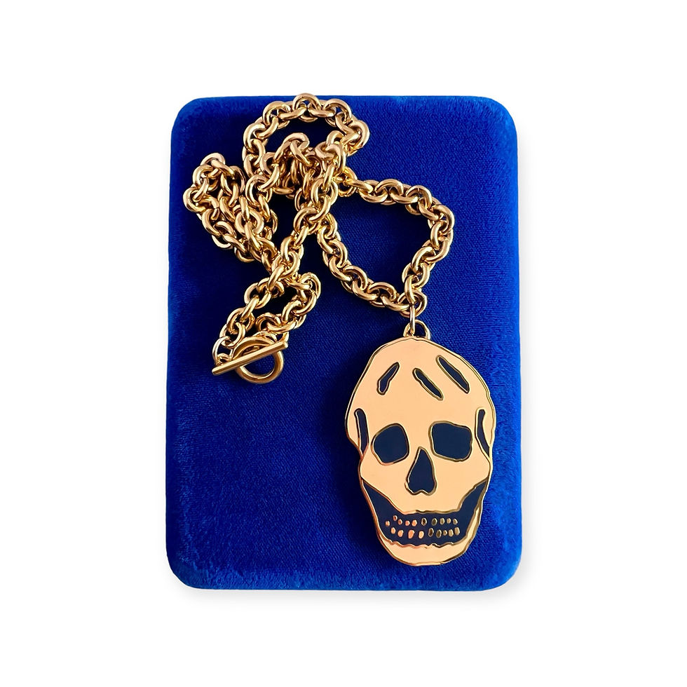 Thumbnail: Repurposed Alexander McQueen Peach & Blue XXL Skull Necklace
