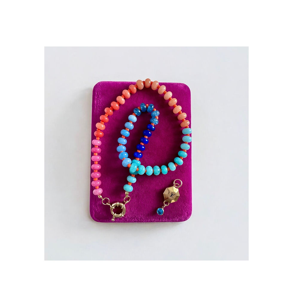 Thumbnail: Repurposed Louis Vuitton LV Monogram Removable Link Multi Gemstone Necklace