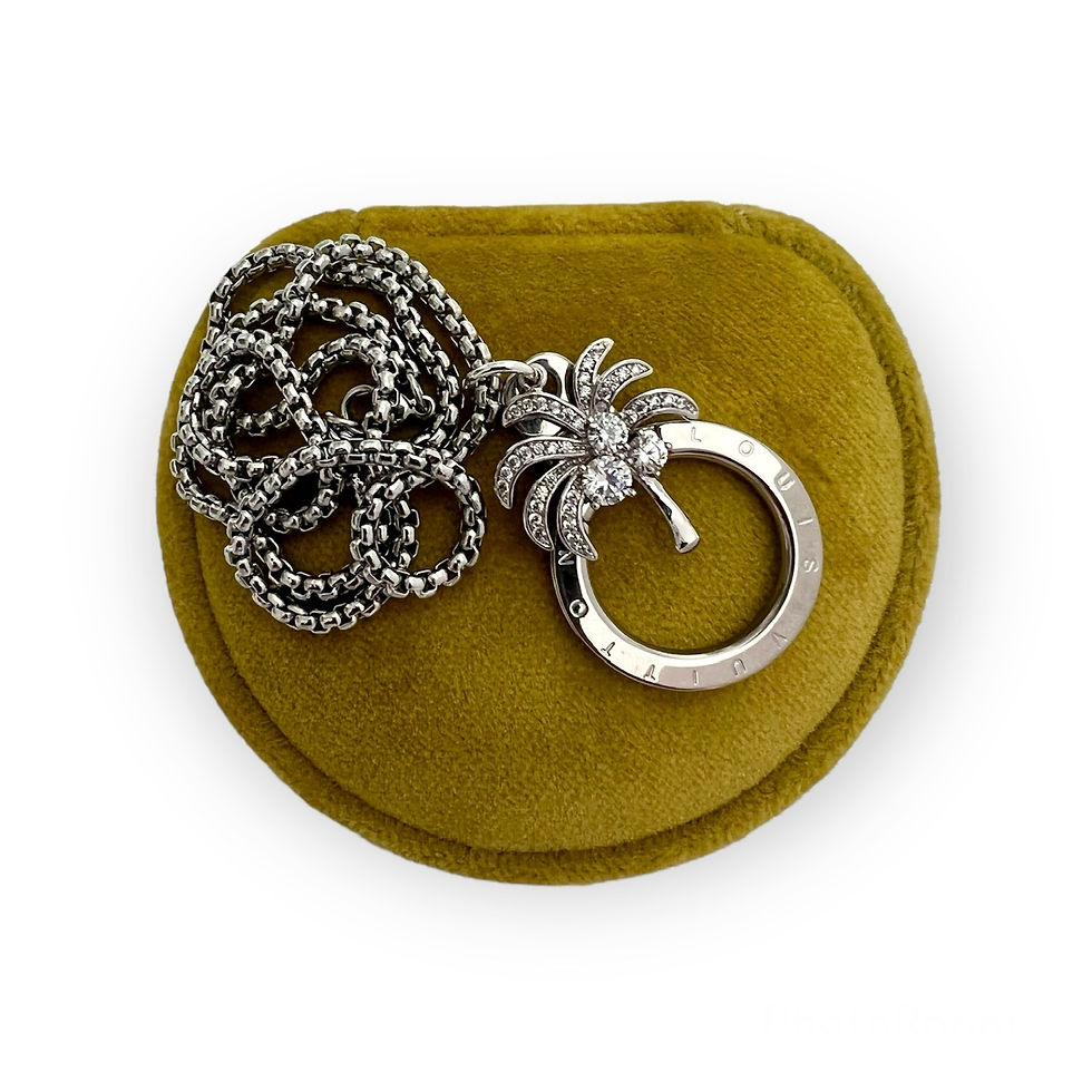 Thumbnail: Repurposed Louis Vuitton Large Silver Ring & Pave CZ Palm Tree Charm Necklace