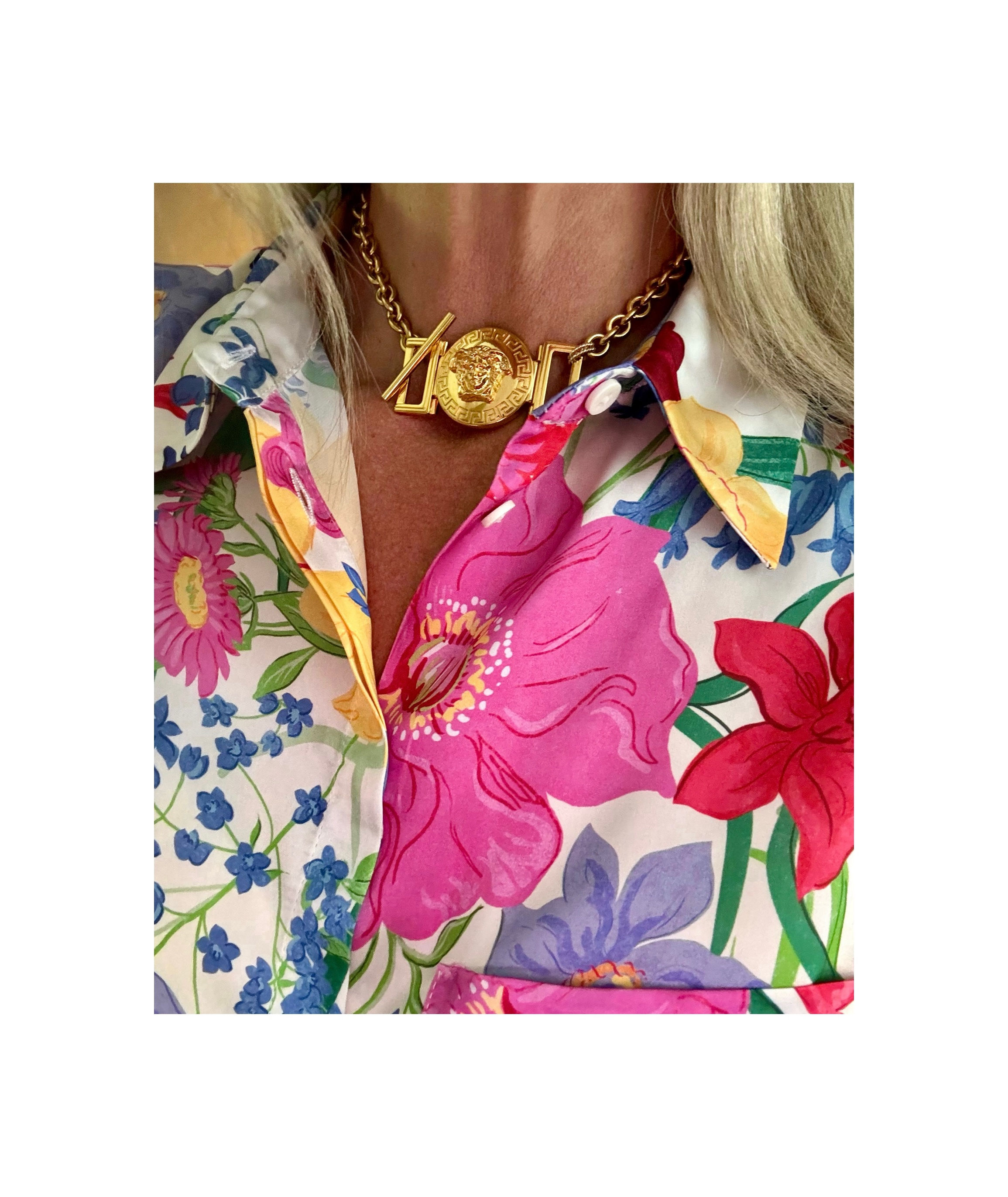 Repurposed Versace Medusa Link Vintage Statement Choker Necklace