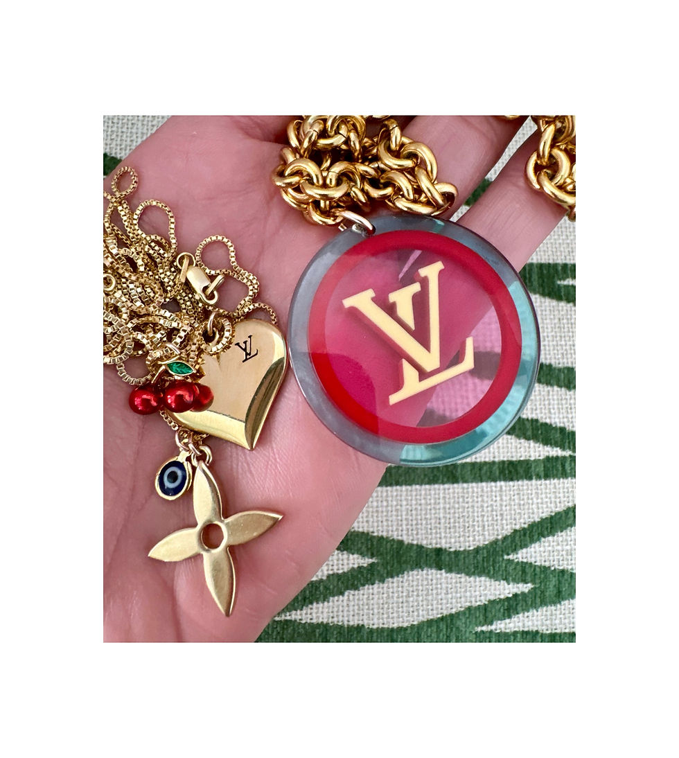 Thumbnail: Repurposed Louis Vuitton XL Pink & Blue Resin LV Monogram Necklace