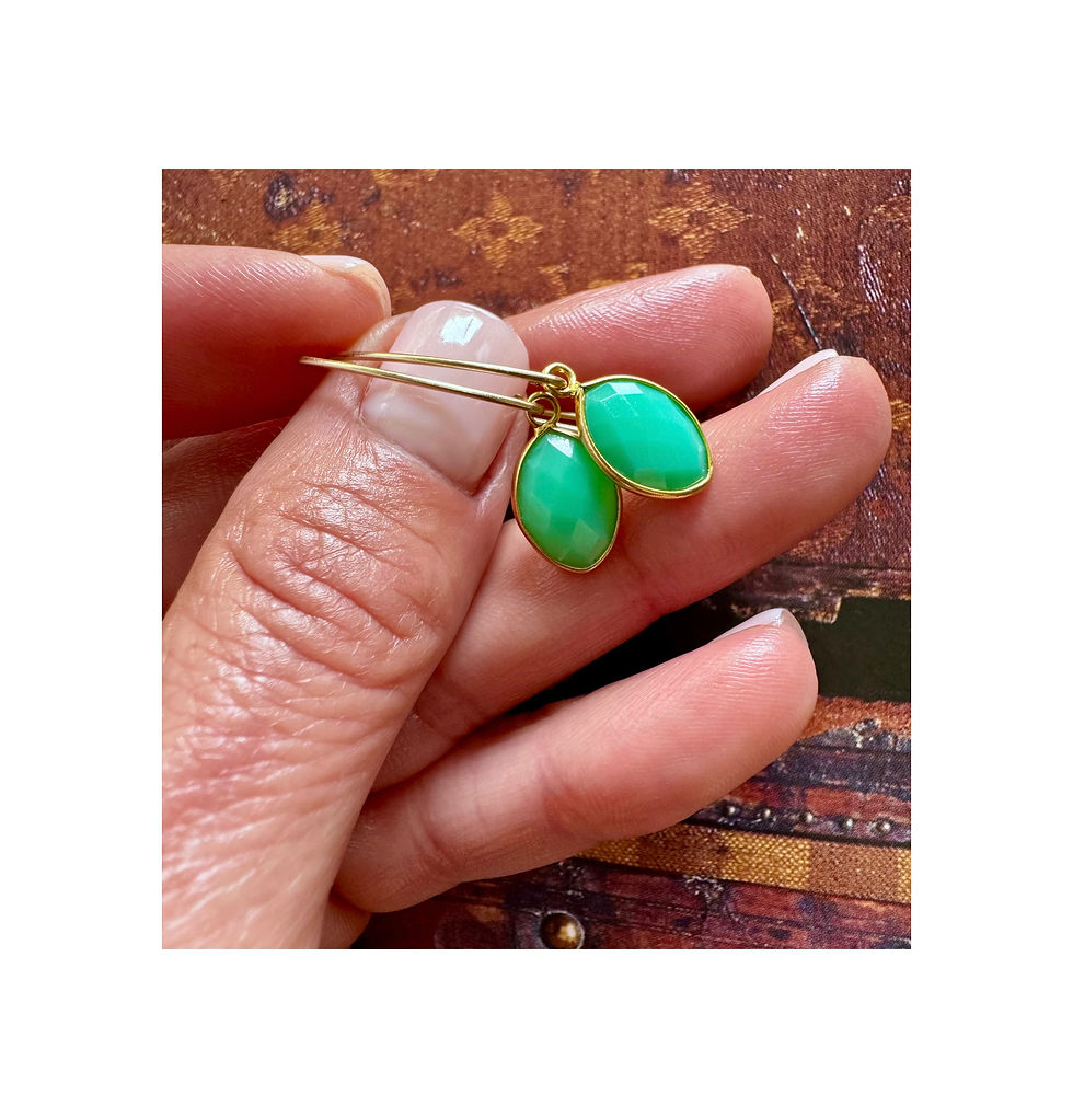 Thumbnail: Chrysoprase Chalcedony Gemstone Vermeil Wire Earrings