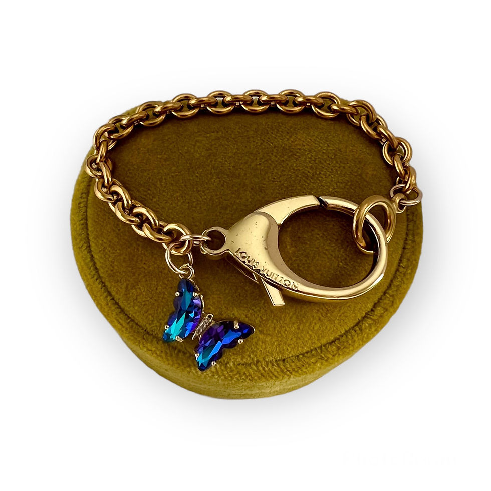Thumbnail: Repurposed Louis Vuitton Gold Carabiner Clasp & Butterfly Charm Bracelet