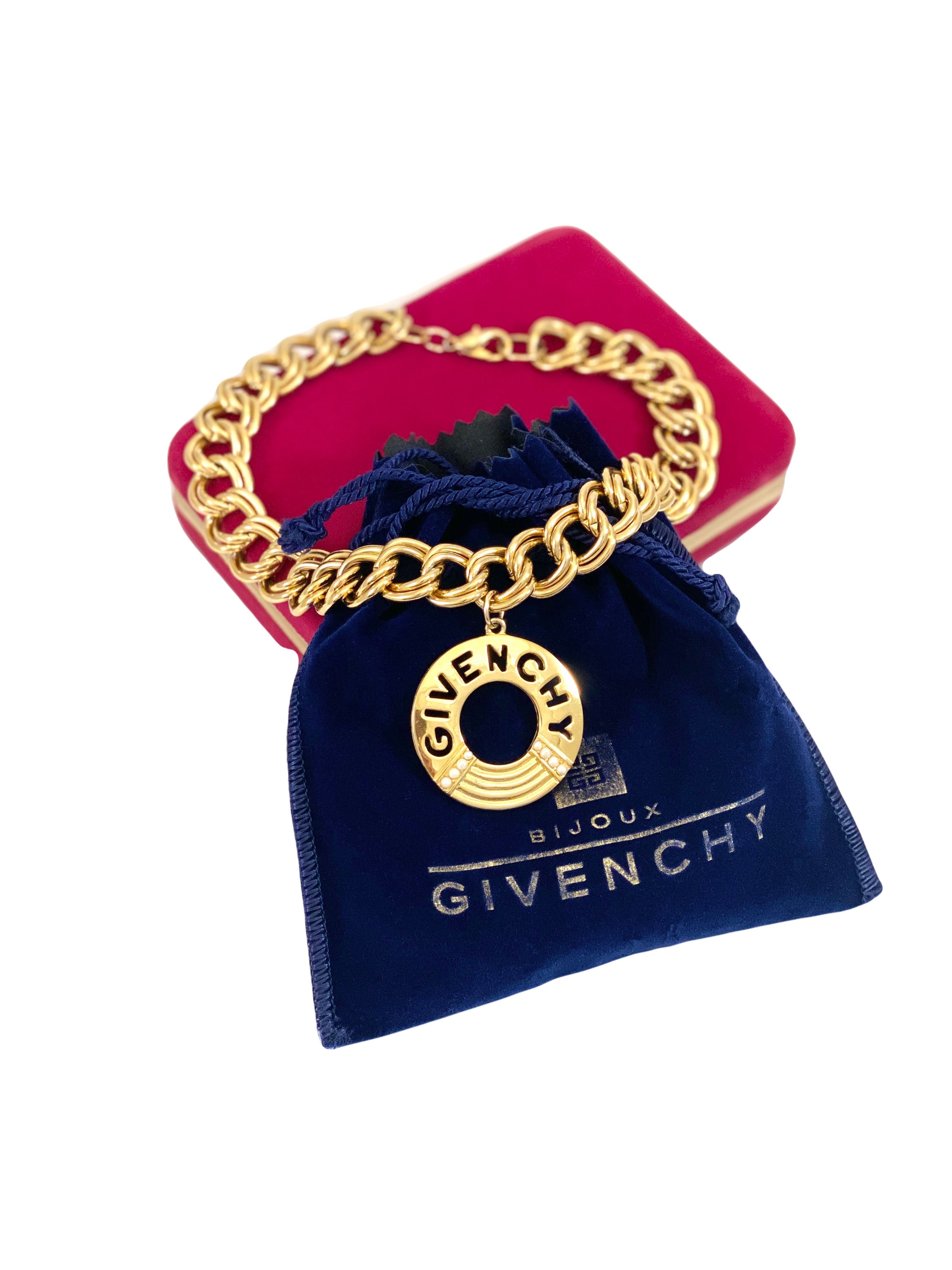 Vintage Repurposed HUGE Givenchy Gold Cut Out Medallion Choker Necklace