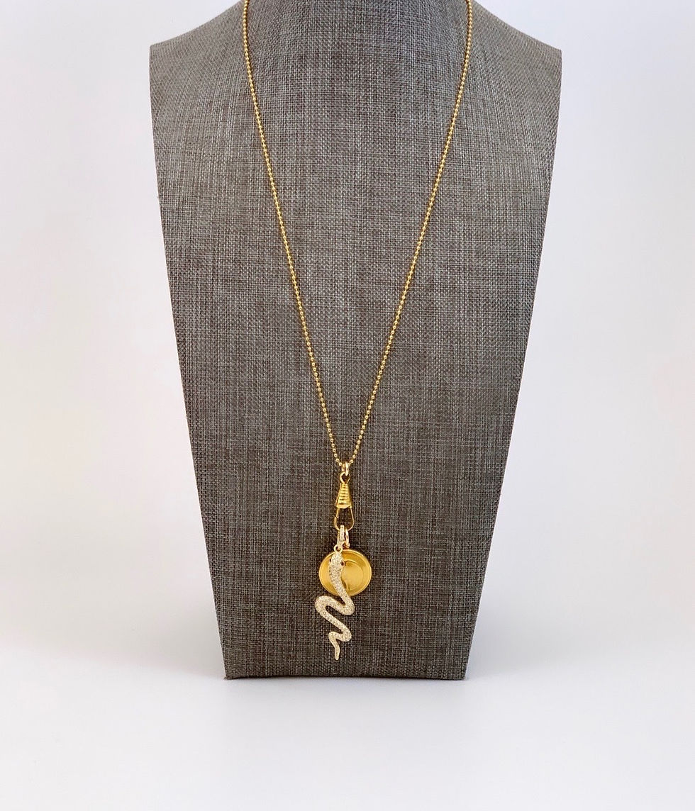 Thumbnail: Repurposed Vintage Gucci GG & Large Snake Charm Necklace