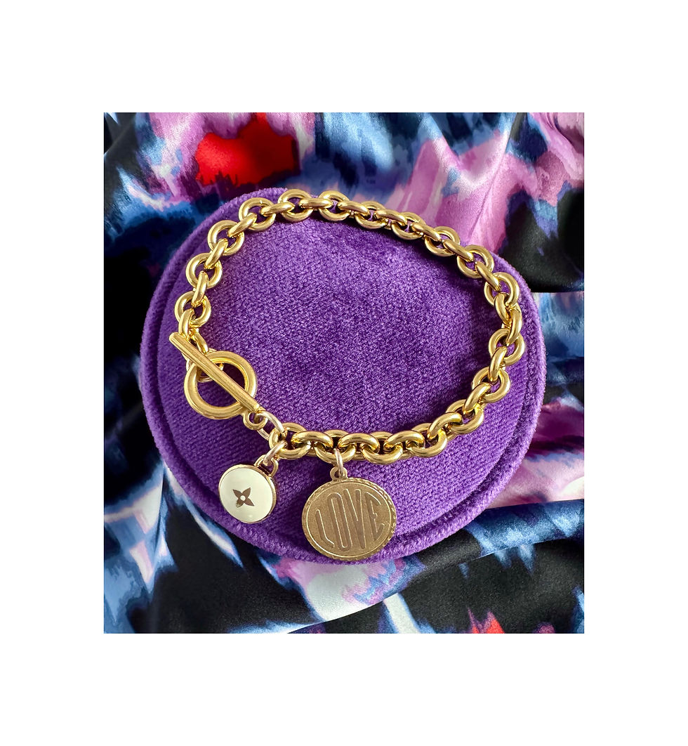 Thumbnail: Repurposed Louis Vuitton White & Gold Flower Pastilles & Love Charm Bracelet