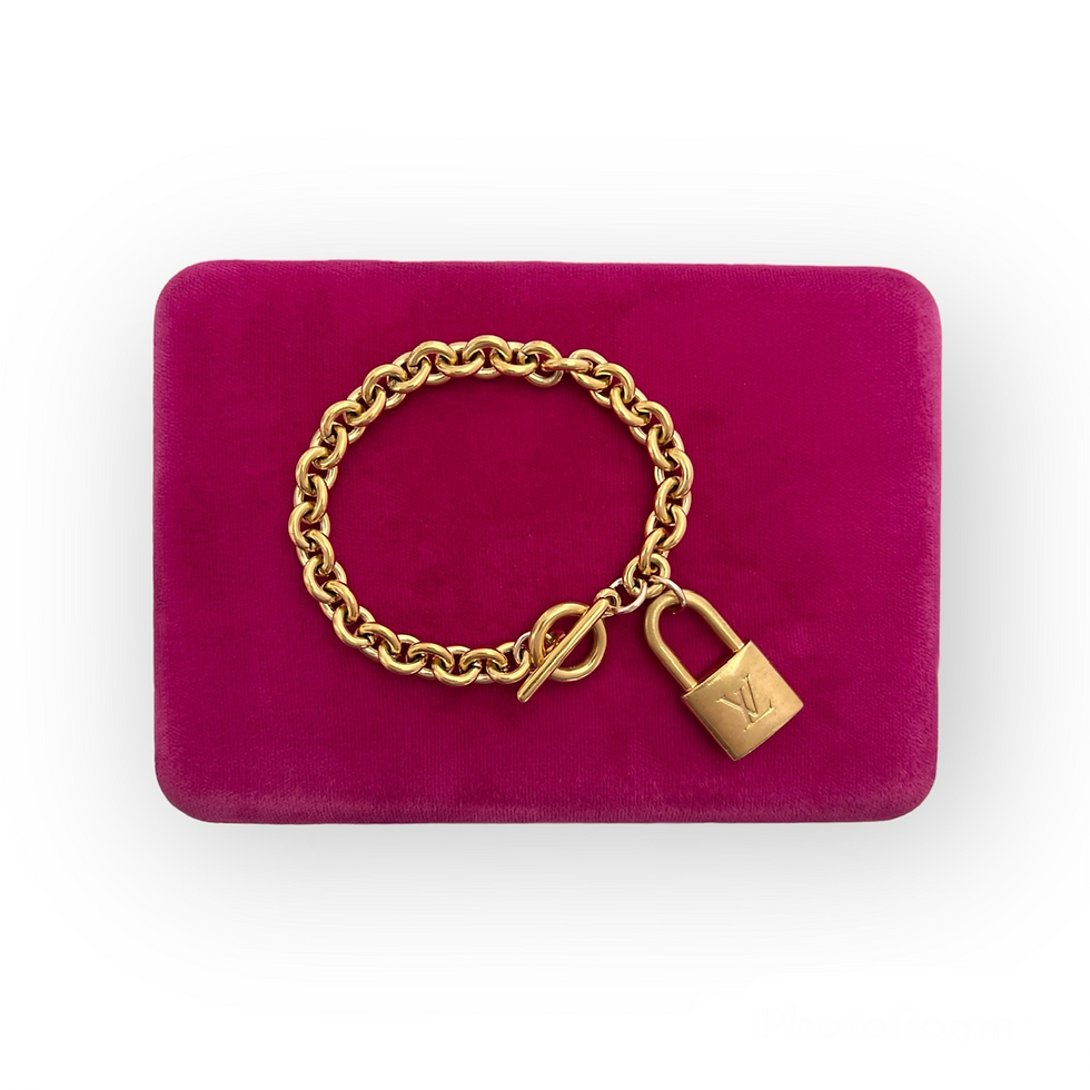 Thumbnail: Repurposed Vuitton LV Monogram Lock Charm Bracelet