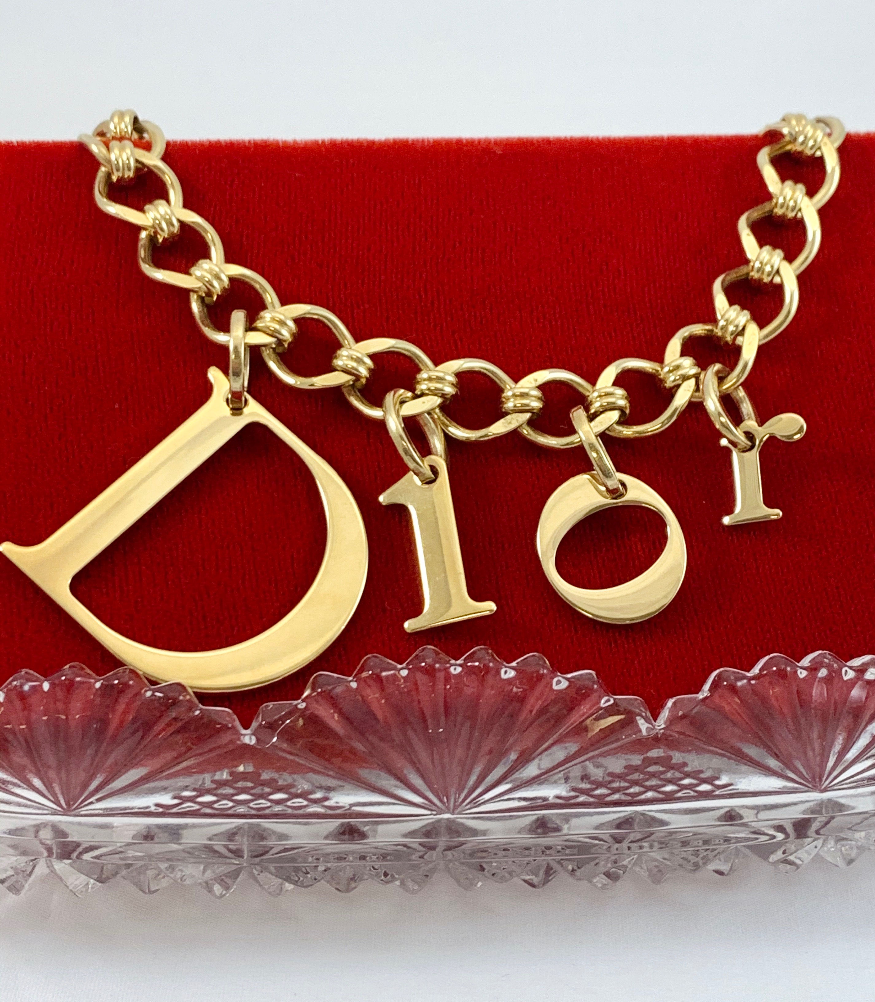 Repurposed Floating Dior Charm Choker Necklace