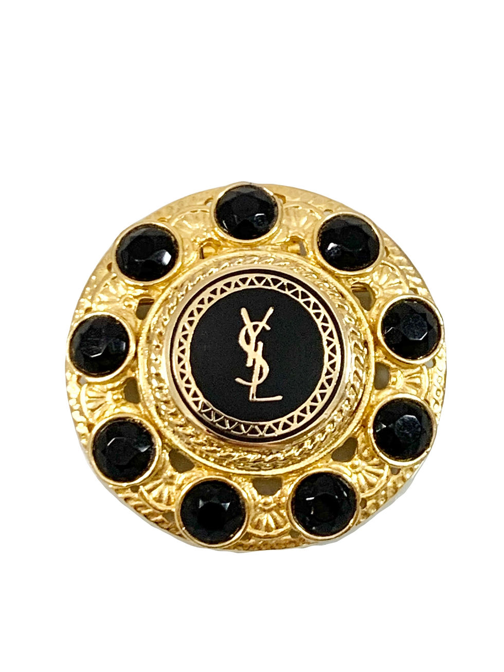 Thumbnail: Vintage Repurposed YSL Accent Black Stone Brooch Pin