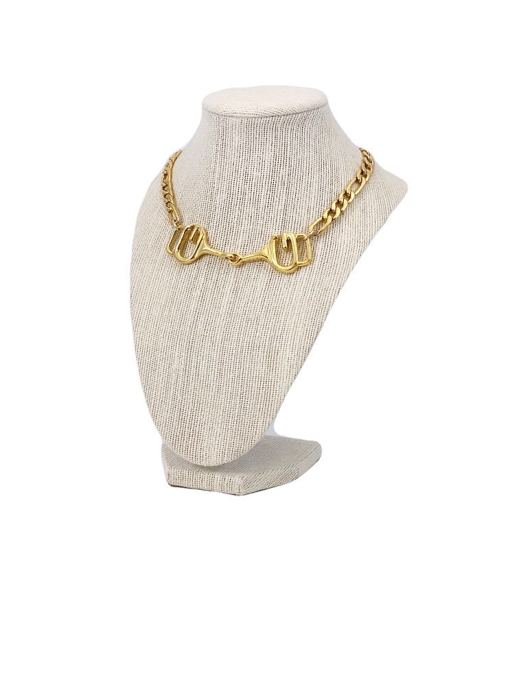 Thumbnail: Repurposed Vintage Gucci Rare G Gold Horsebit Necklace