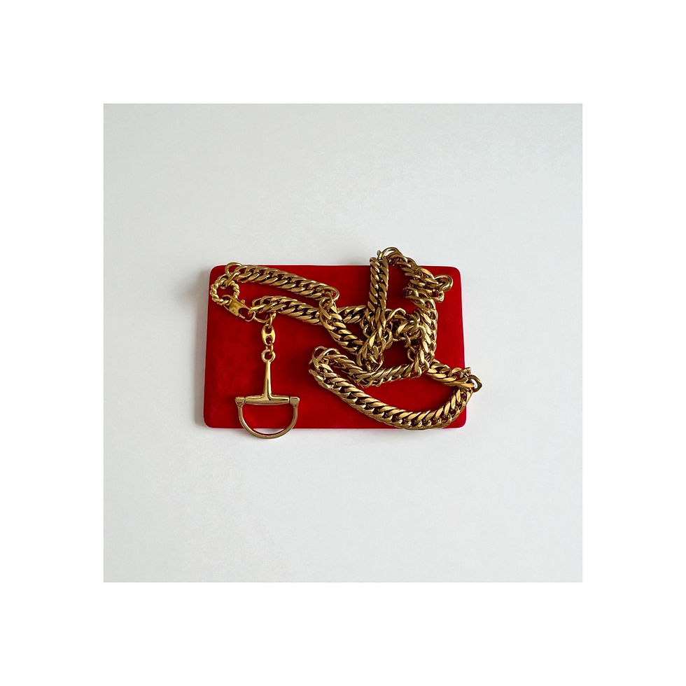 Thumbnail: Repurposed Vintage Gucci XL Snaffle Horsebit Chain Belt Necklace