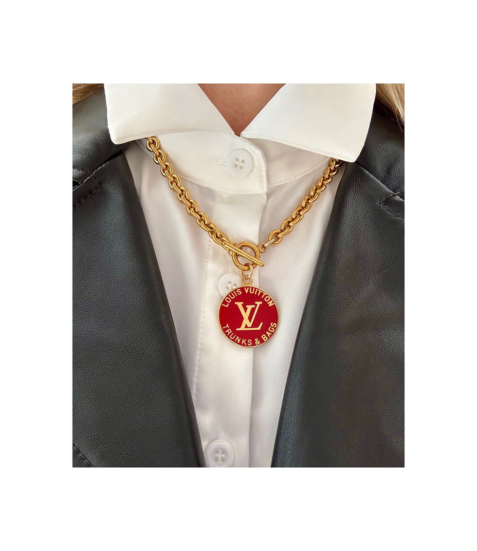 Thumbnail: Repurposed Louis Vuitton Large Red Enameled VERY RARE Charm Necklace