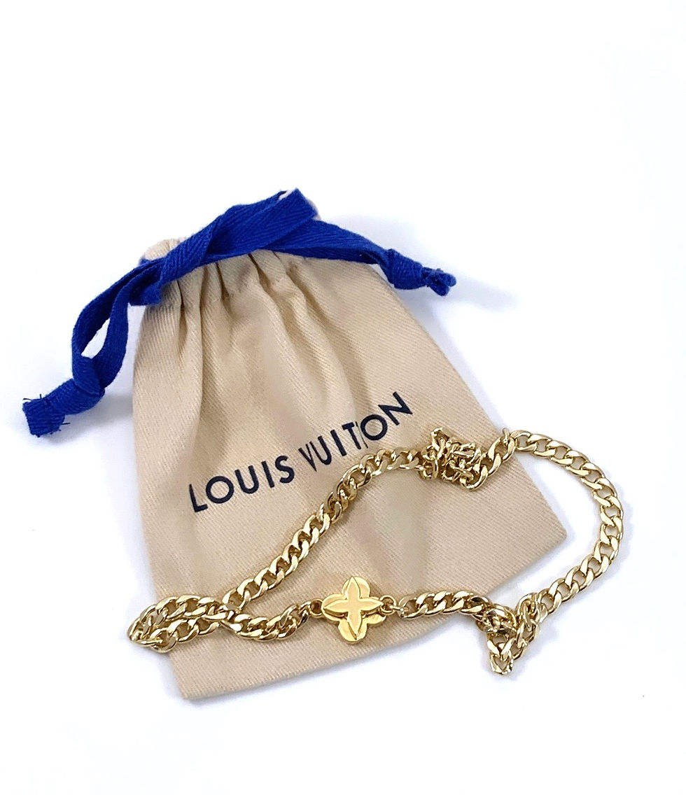 Thumbnail: Repurposed Louis Vuitton Gold Magnetic Logo Flower Choker Necklace