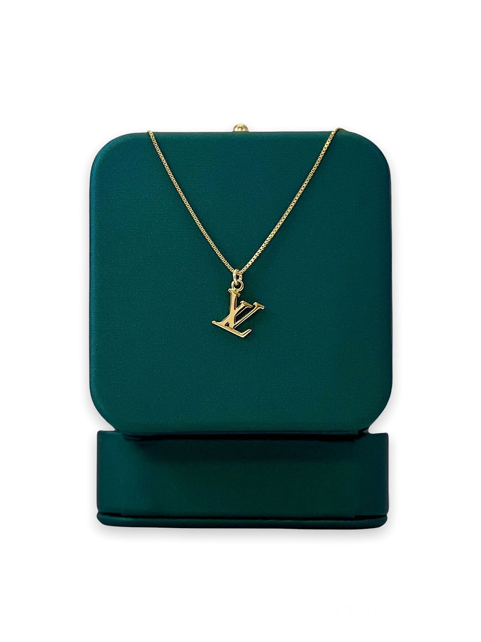 Thumbnail: Repurposed Louis Vuitton Small Gold LV Monogram Charm Necklace