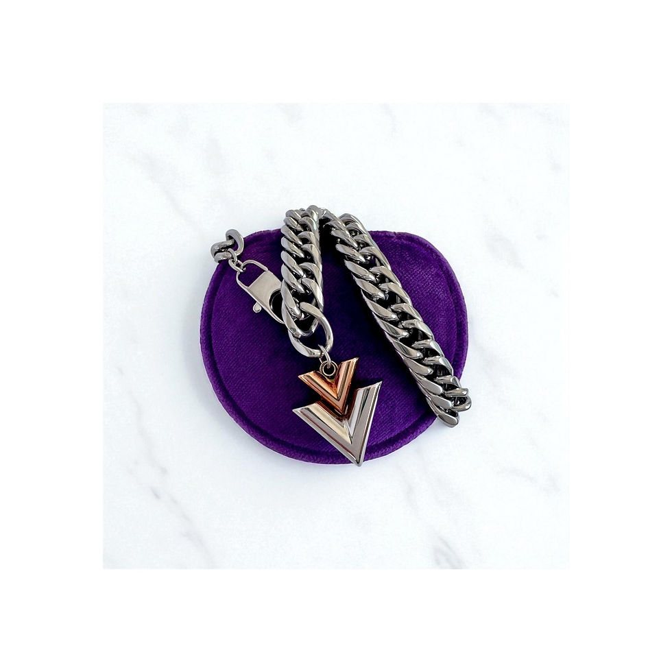 Thumbnail: Repurposed Louis Vuitton Silver & Bronze Extra Large Essential V Chunky Necklace