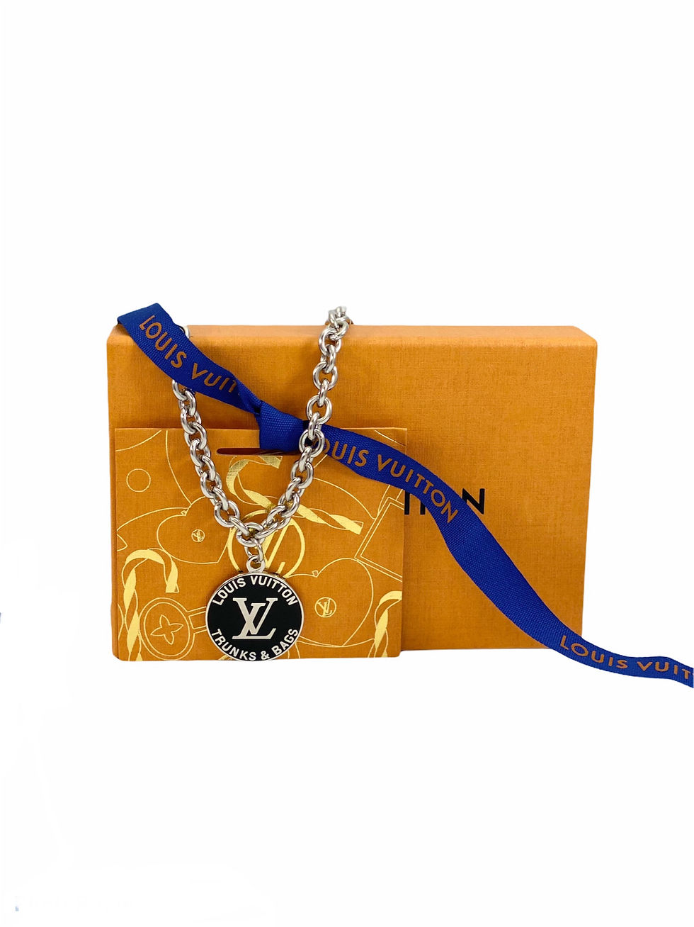 Thumbnail: Repurposed Louis Vuitton Very RARE Silver & Black LV Monogram Toggle Necklace