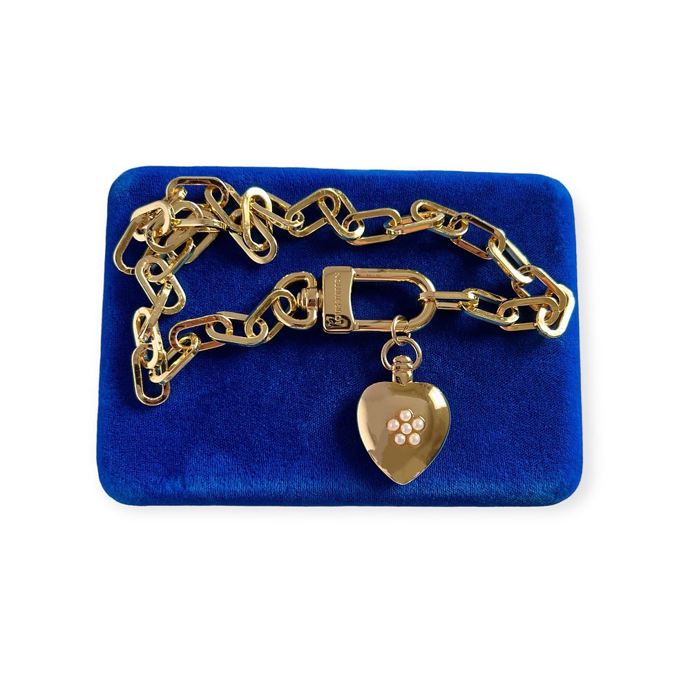 Thumbnail: Repurposed Louis Vuitton Gold Swivel Clip Necklace w/Removable Heart Charm