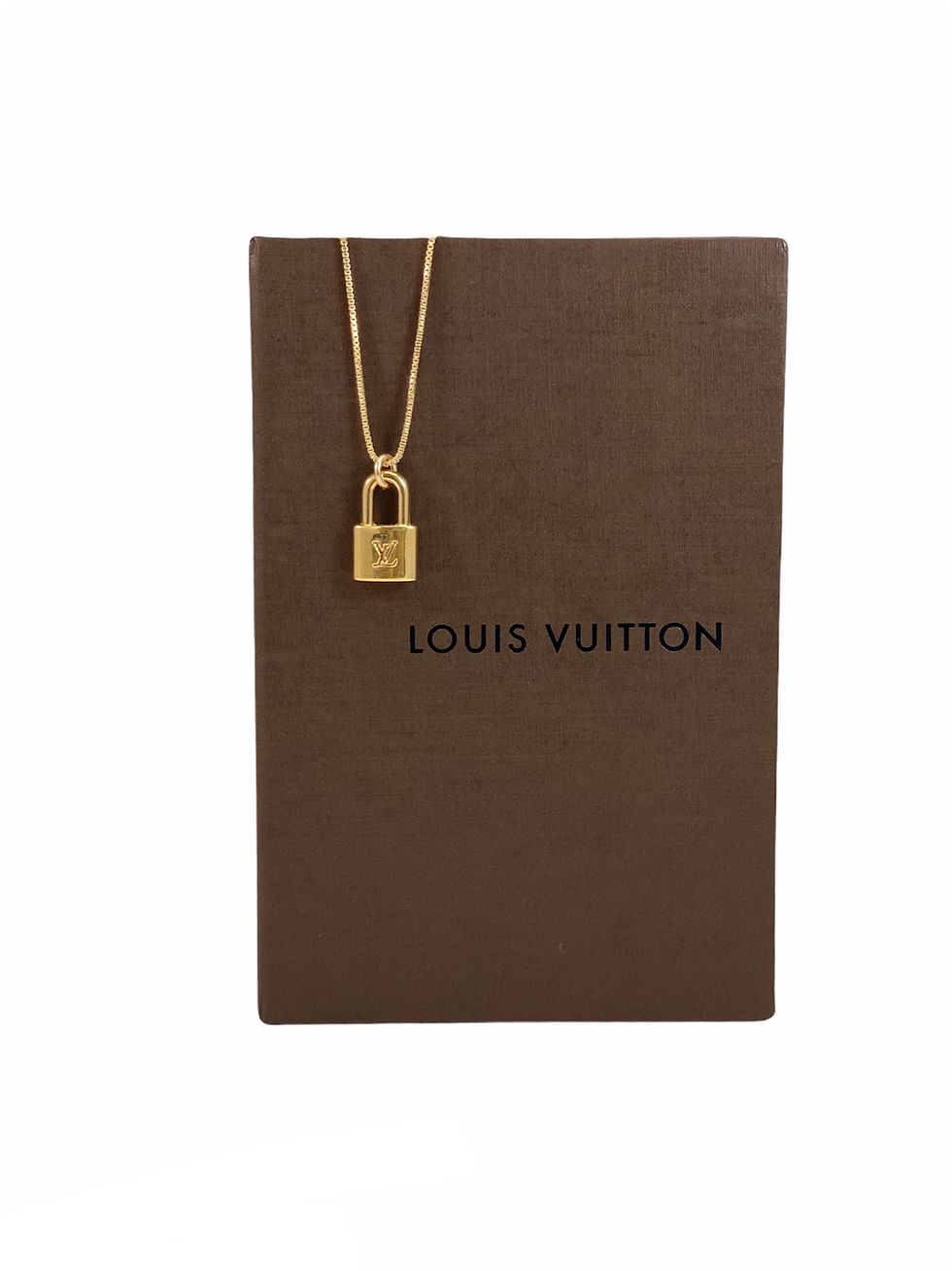 Thumbnail: Repurposed Louis Vuitton LV Monogram Gold Mini Lock Charm Necklace