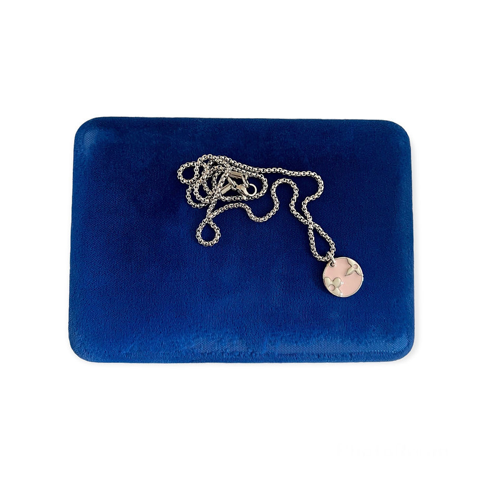 Thumbnail: Repurposed Louis Vuitton LV Monogram Silver & Pink Charm 16" Necklace