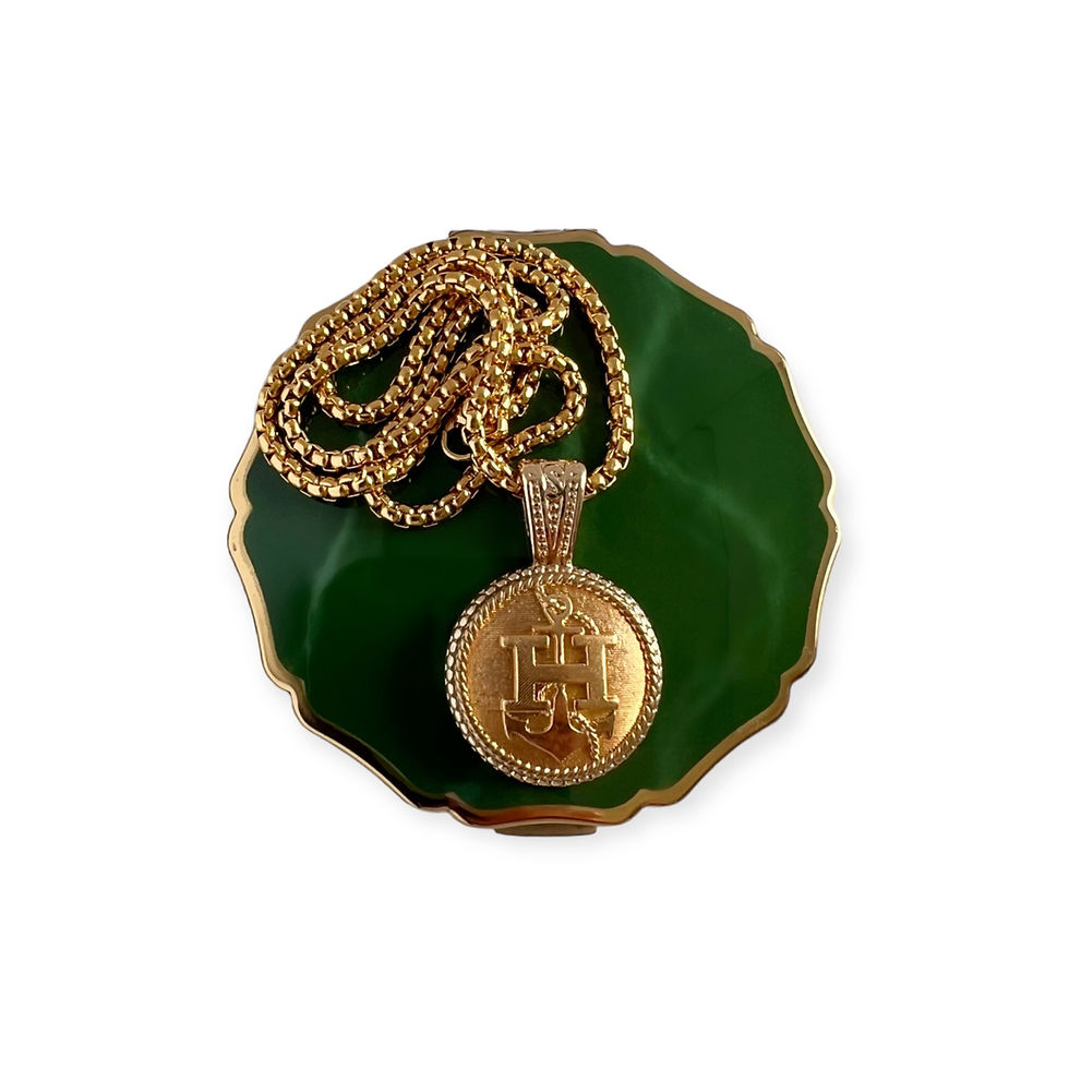Repurposed Vintage Hermès Large Gold "H" Anchor Pendant Necklace