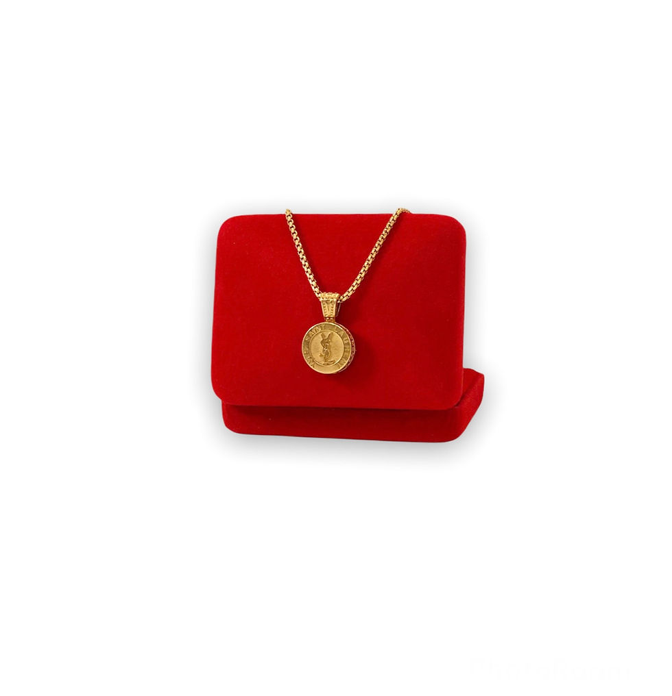 Repurposed YSL Gold Small RARE Button Pendant Necklace