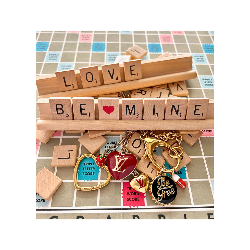 Thumbnail: Repurposed Vuitton Red & Gold Medium Puffed Heart LV Monogram Charm Necklace