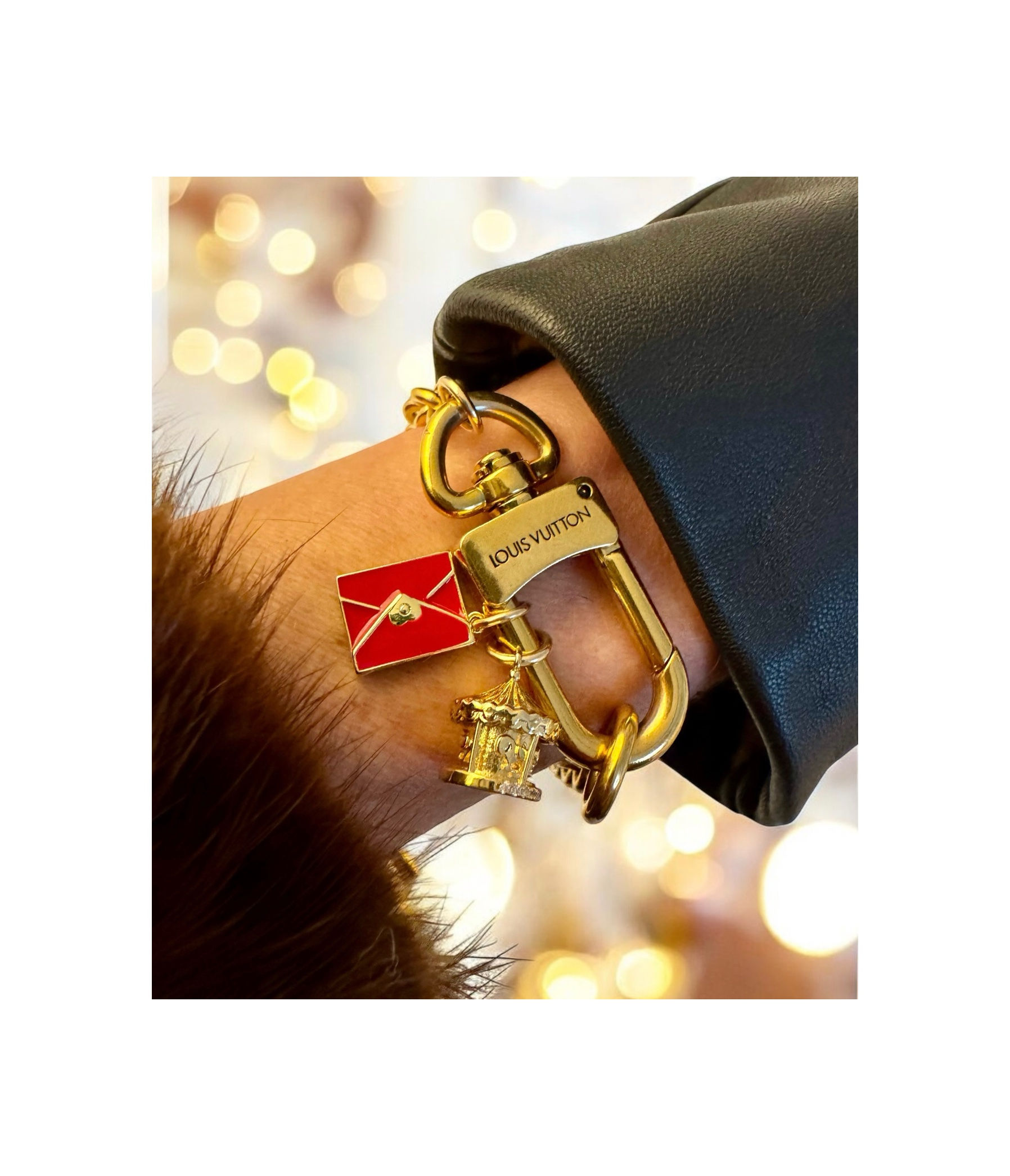 Repurposed Louis Vuitton Swivel Clip w/Removable Carousel & Love Letter Bracelet