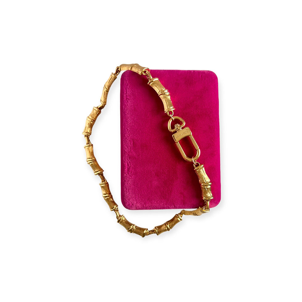 Thumbnail: Repurposed Louis Vuitton Swivel Clip & Vintage Gold Bamboo Chain Necklace