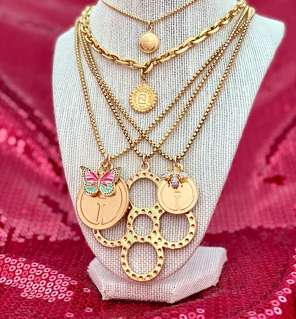 Thumbnail: Repurposed Louis Vuitton HUGE Gold Flower Charm Necklace