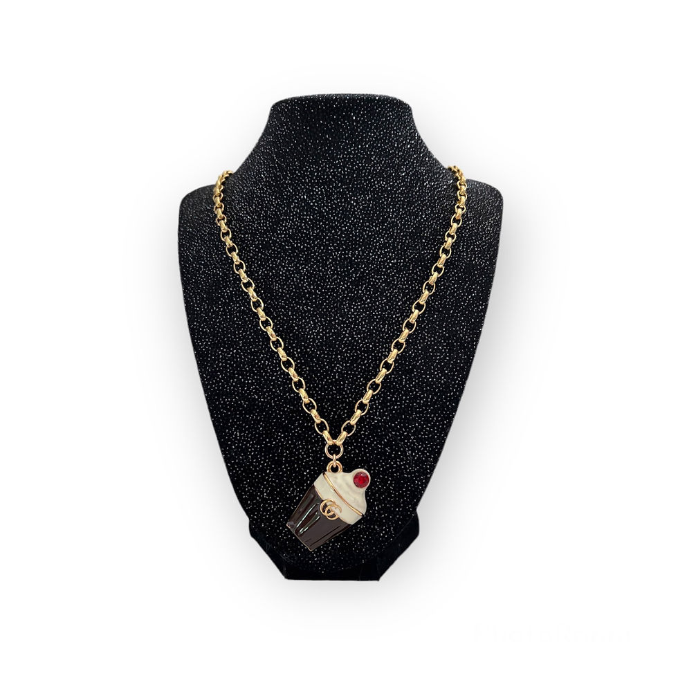Thumbnail: Repurposed Gucci GG Large Enamel Ice Cream Sundae Charm Necklace
