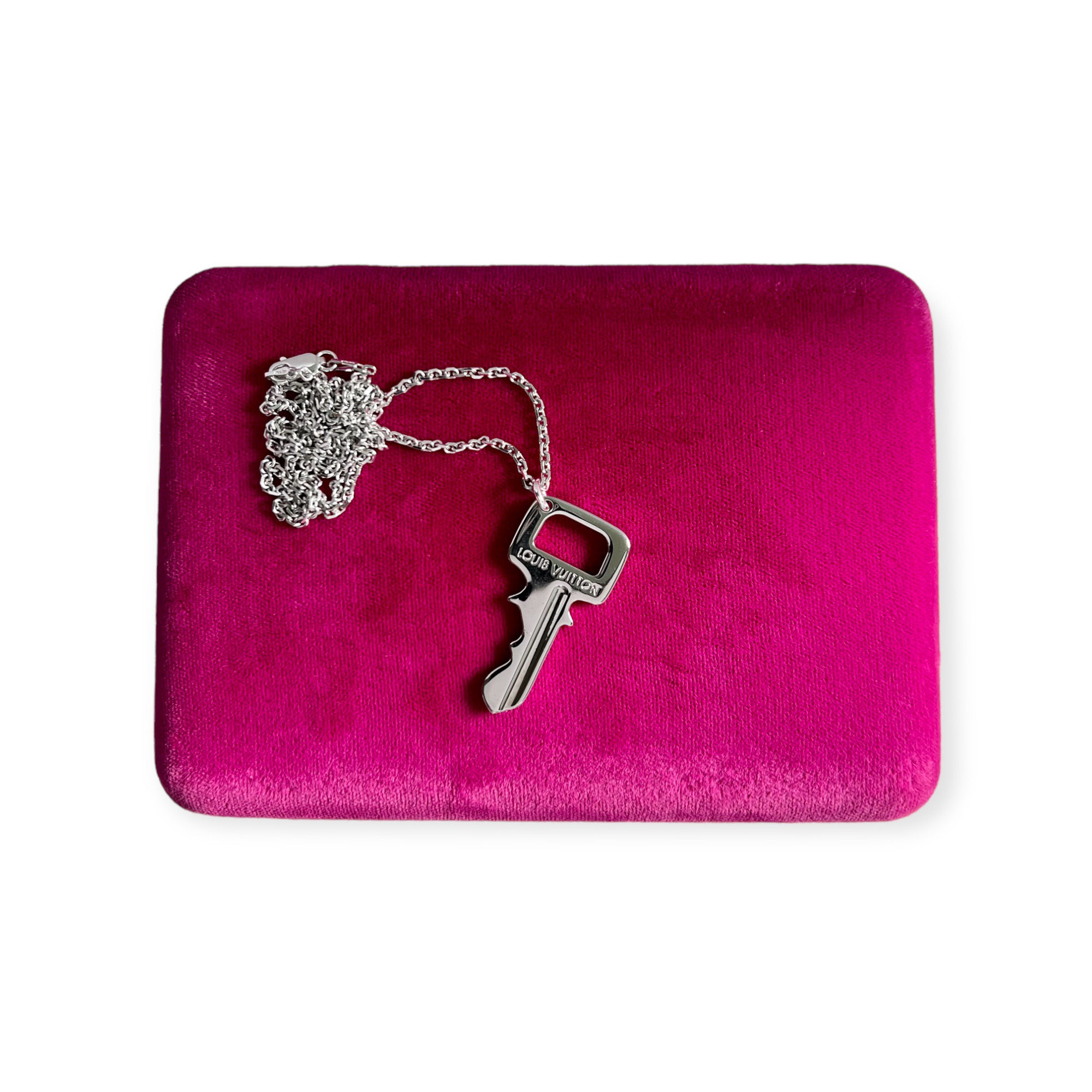 Repurposed Louis Vuitton Extra Large Rare Silver Key Charm Necklace