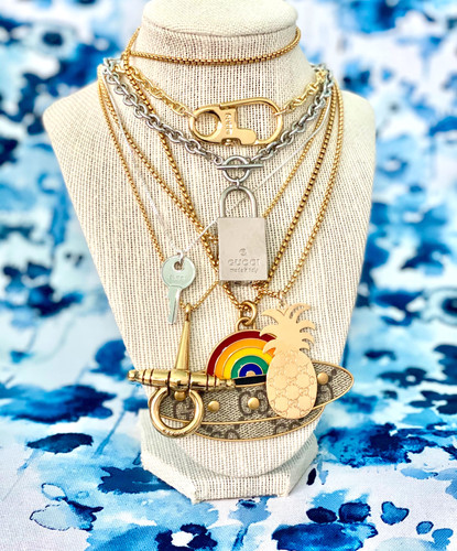 Repurposed Vintage Silver Gucci Lock Toggle Choker Necklace