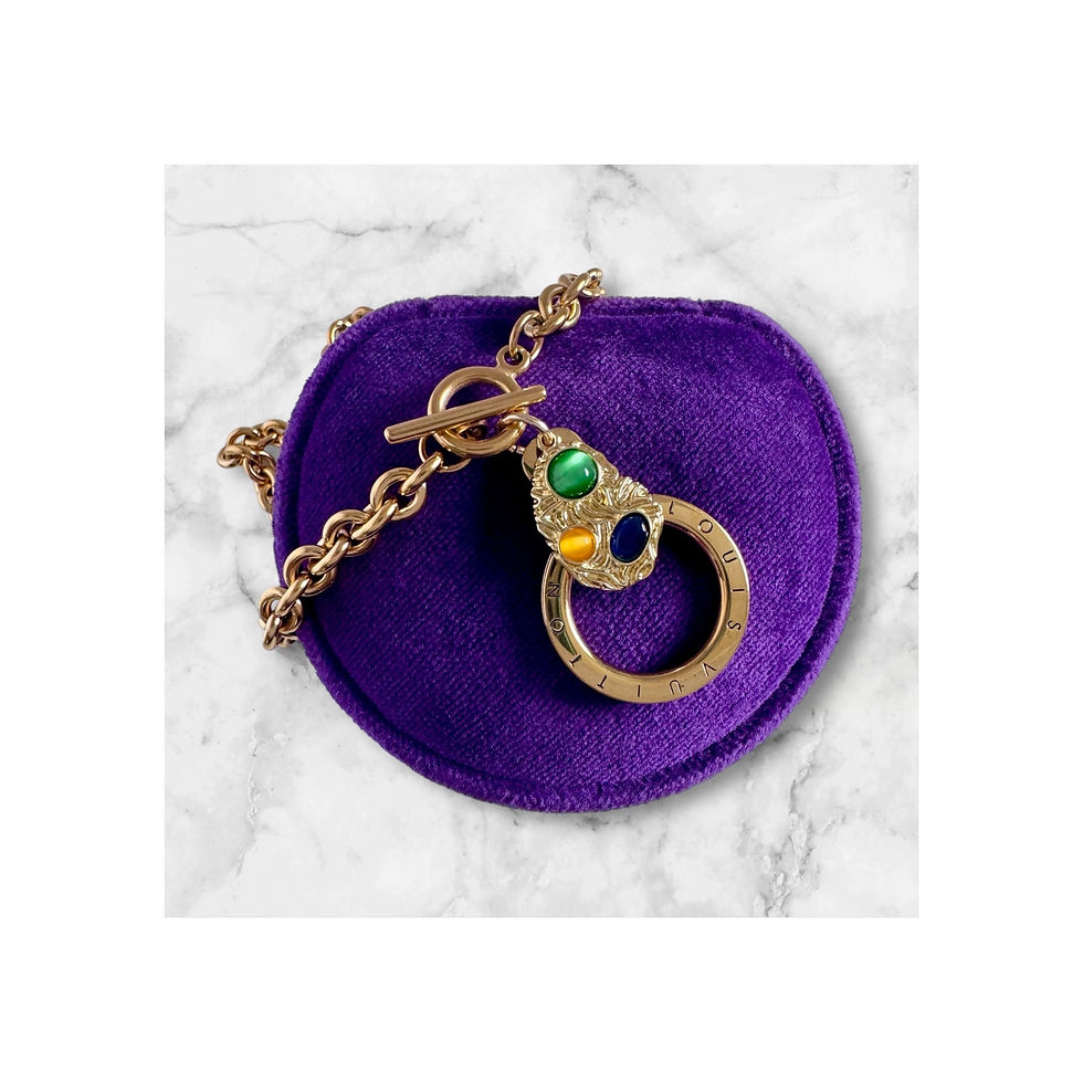 Thumbnail: Repurposed Louis Vuitton Large Ring Charm & Abstract Cabochon Charm Necklace