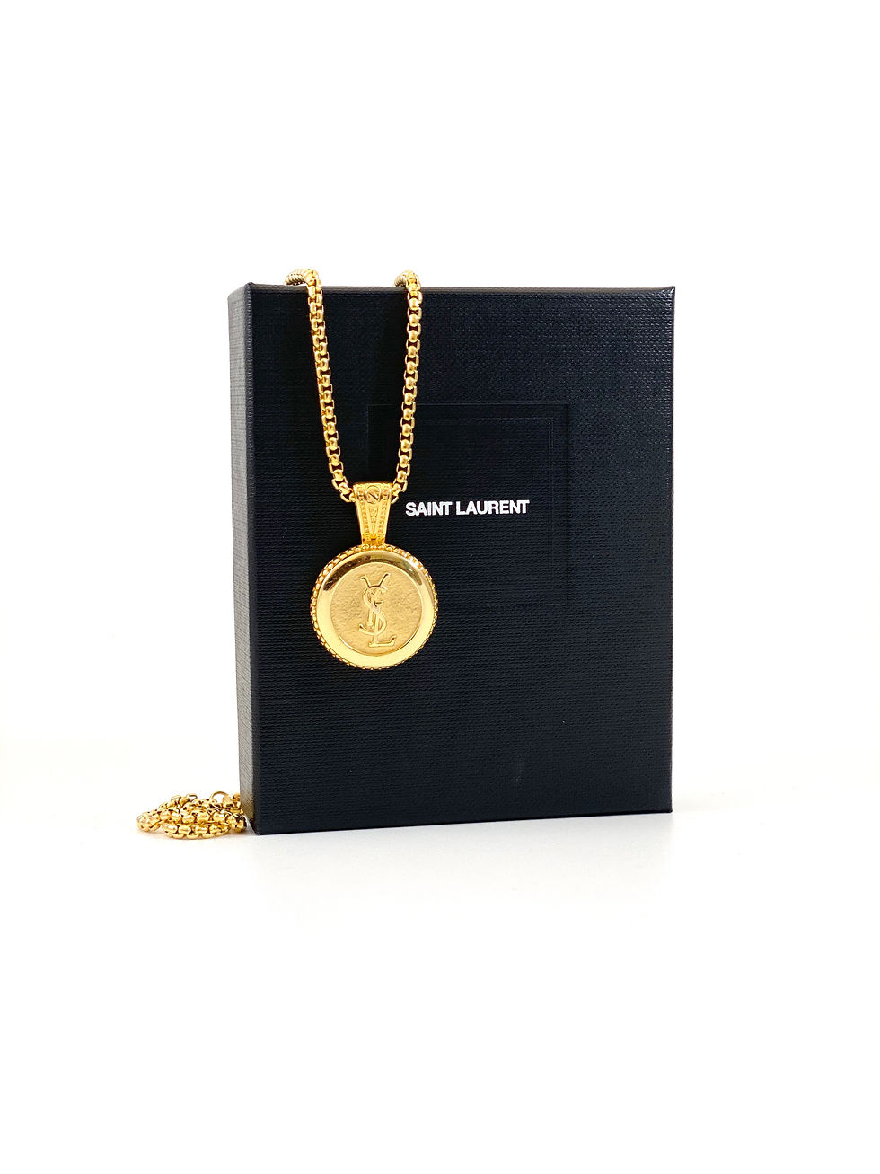 Thumbnail: Vintage Repurposed YSL Large Gold Pendant Necklace