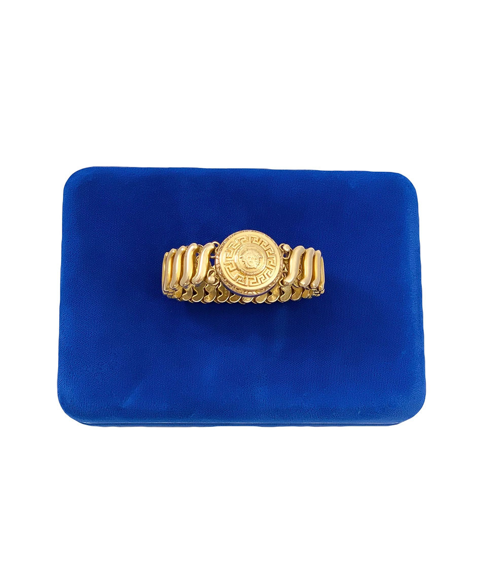 Thumbnail: Vintage Repurposed Versace Medusa 1940's Gold Filled Expansion Bracelet
