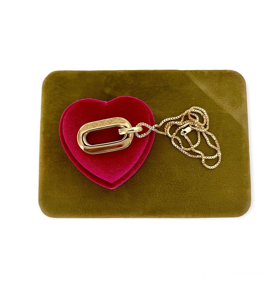 Thumbnail: Repurposed Louis Vuitton Large Gold LV Monogram Chunky Link Charm Necklace
