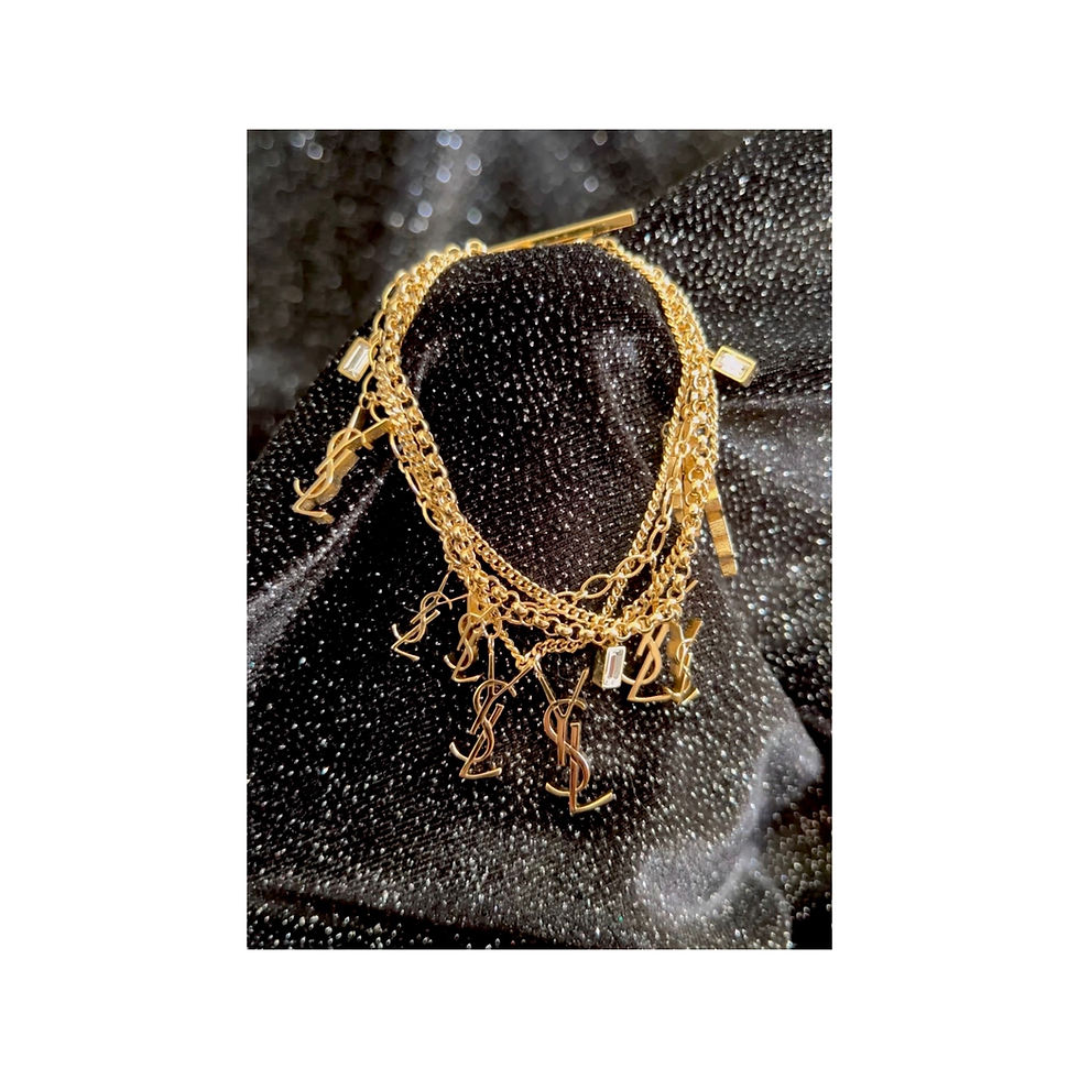 Thumbnail: Repurposed Large Gold YSL Logo & Removable "Happy Pill" Charm Necklace