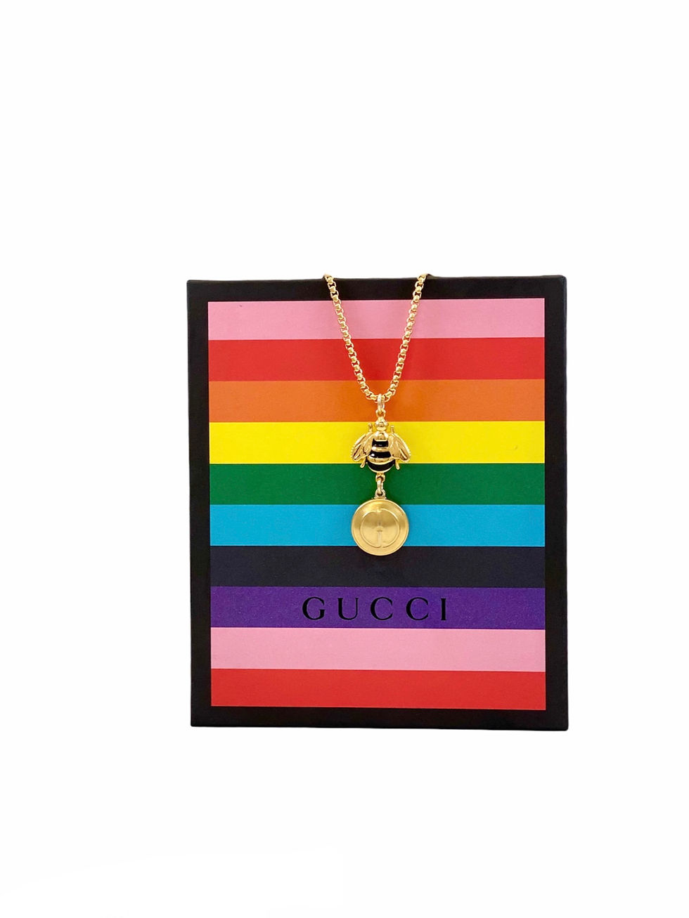 Thumbnail: Repurposed Vintage Large Gucci GG & Bee Charms Necklace