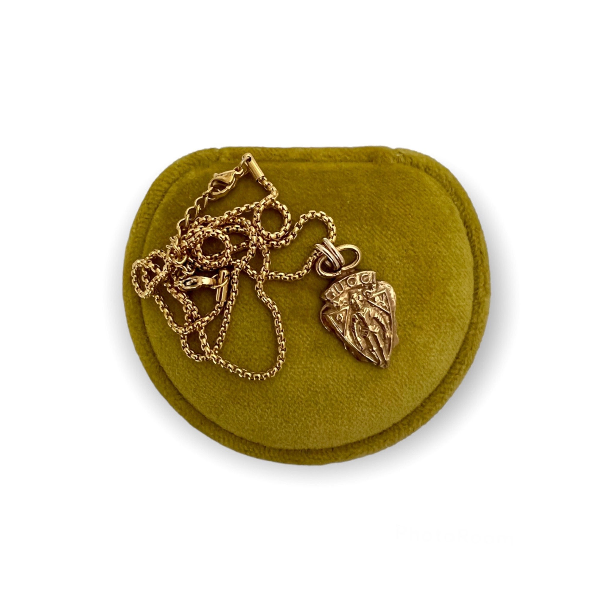 Repurposed Vintage Gucci Knight Gold Crest Charm Necklace