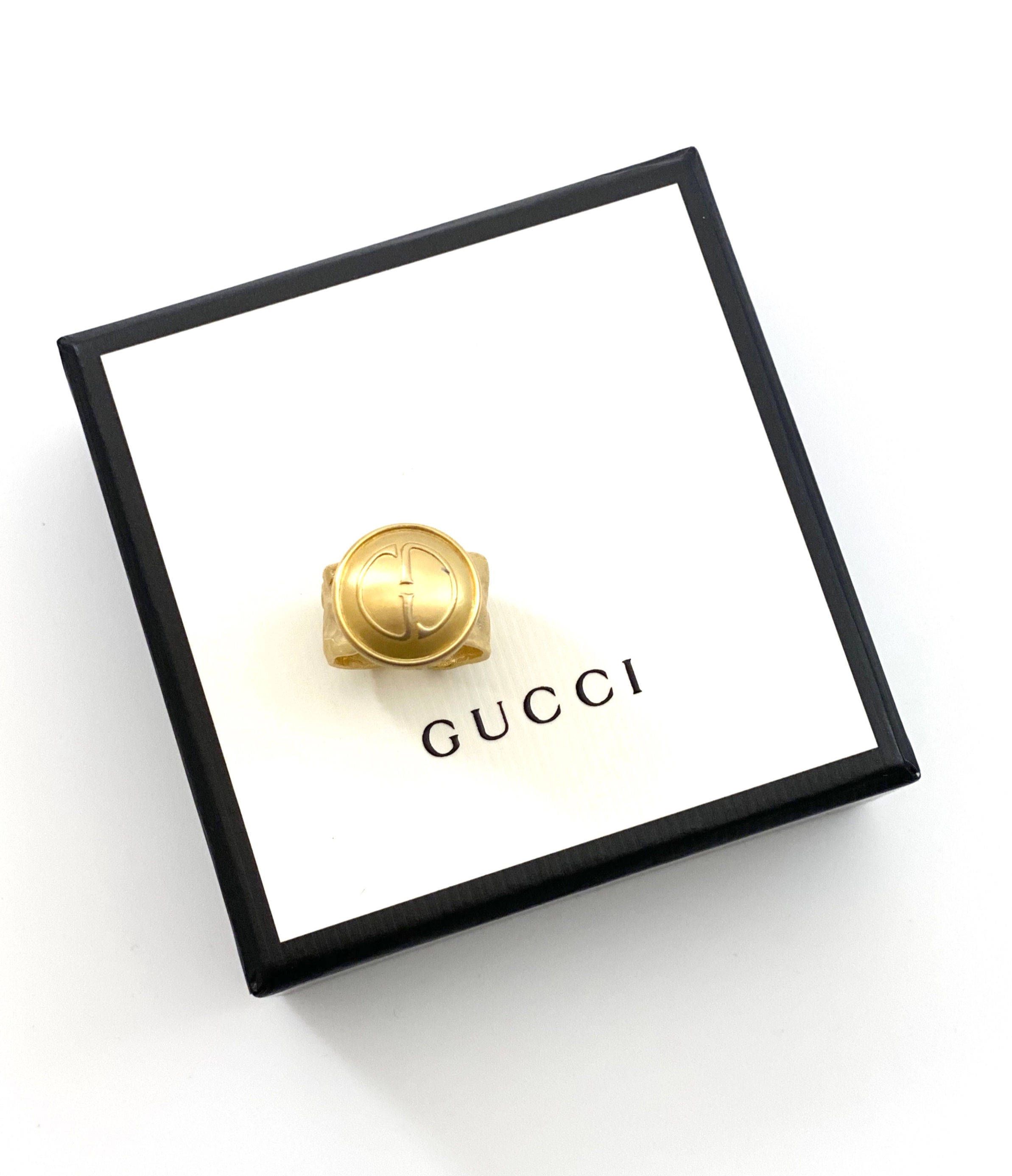 Vintage Repurposed Gucci GG Logo Statement Adjustable Ring