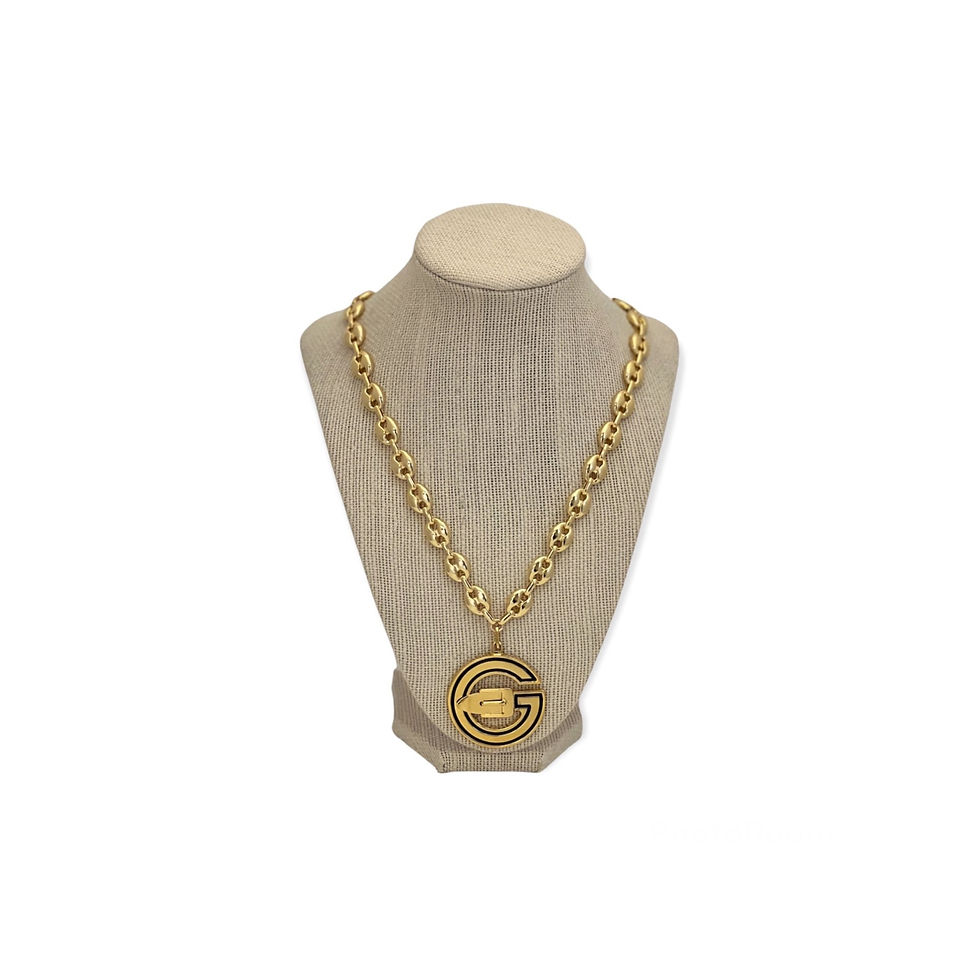 Thumbnail: Repurposed Vintage 1970's VERY RARE XXL Gucci Buckle Pendant Necklace