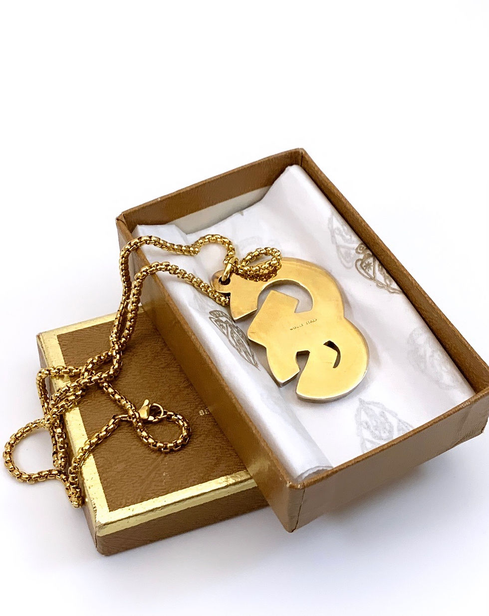 Thumbnail: Repurposed Vintage 1977 Gucci Gold & Silver XL GG Necklace