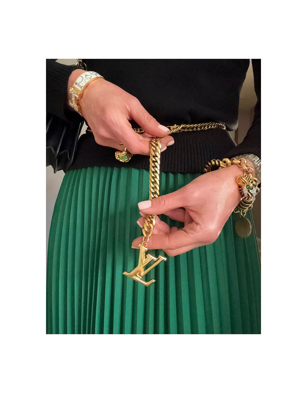 Thumbnail: Repurposed Louis Vuitton XL LV Monogram Chain Belt Necklace w/Box & Pouch