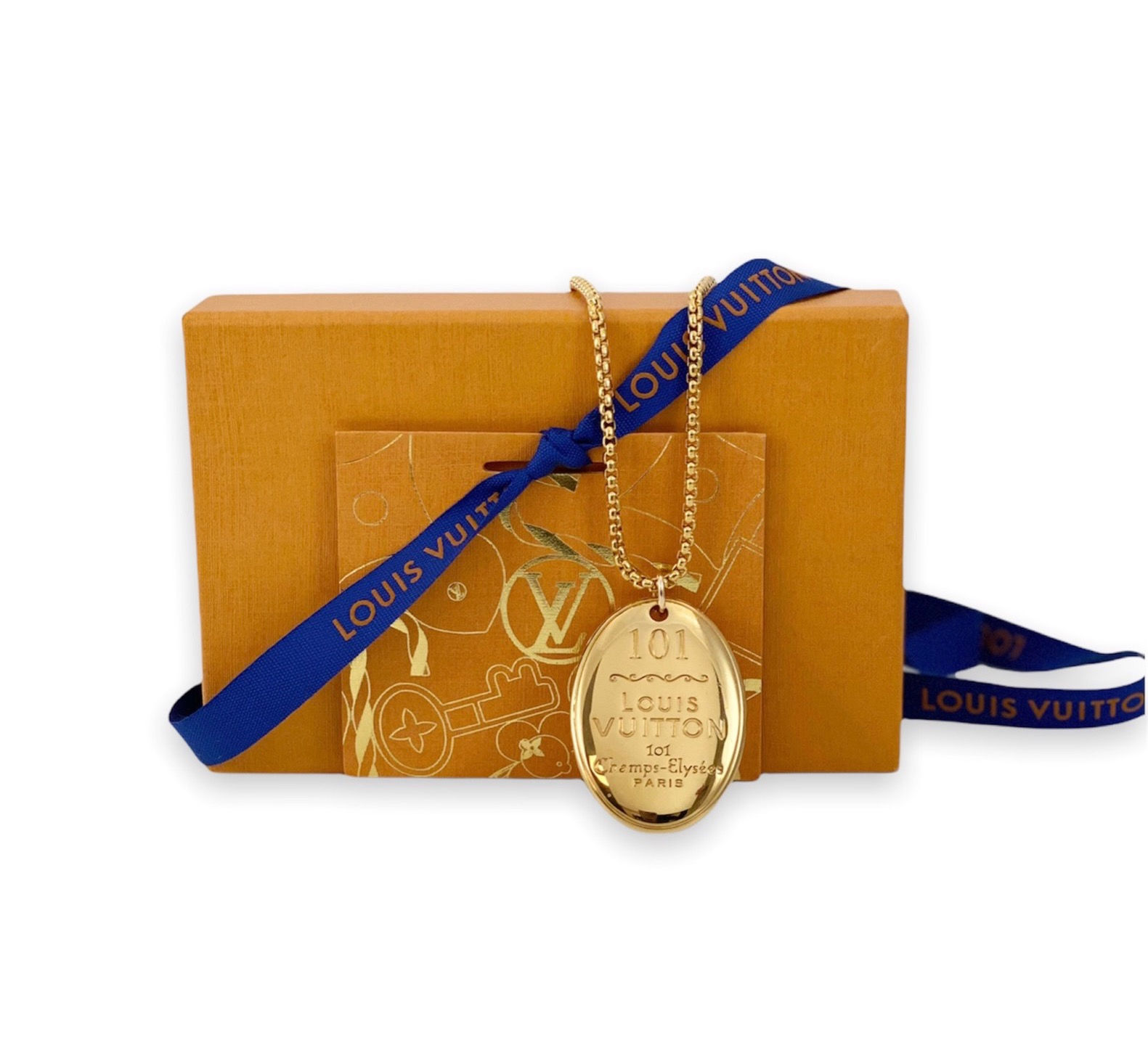 Repurposed Louis Vuitton HUGE 101 Champs-Élysées Paris VERY RARE Charm Necklace