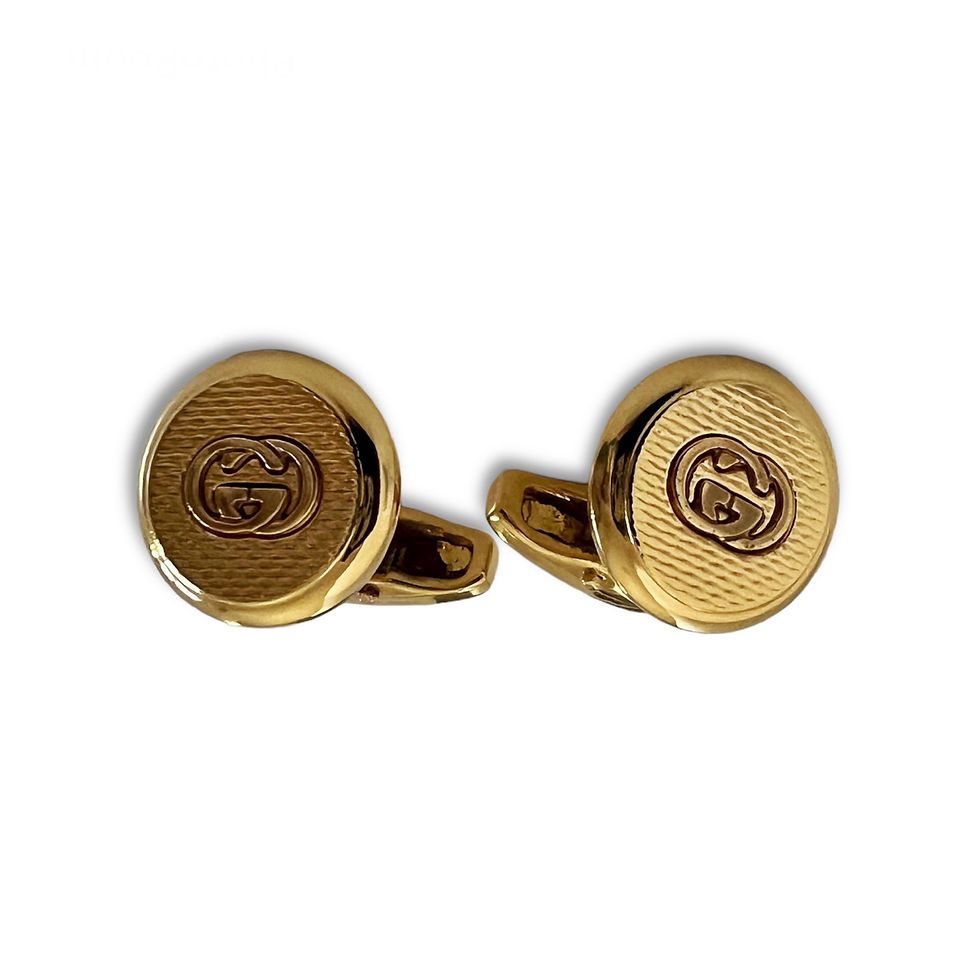 Thumbnail: Vintage Gucci GG Gold Cuff Links with Box & Dust Pouch