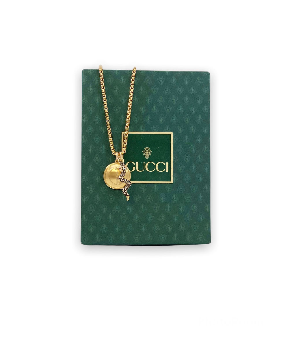 Repurposed Vintage Gucci GG & Removable Pave Snake Charm Necklace